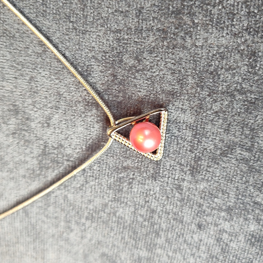 NWOT Sterling Silver Necklace with Pink Cultured Freshwater Pearl Pendant - Picture 2 of 5